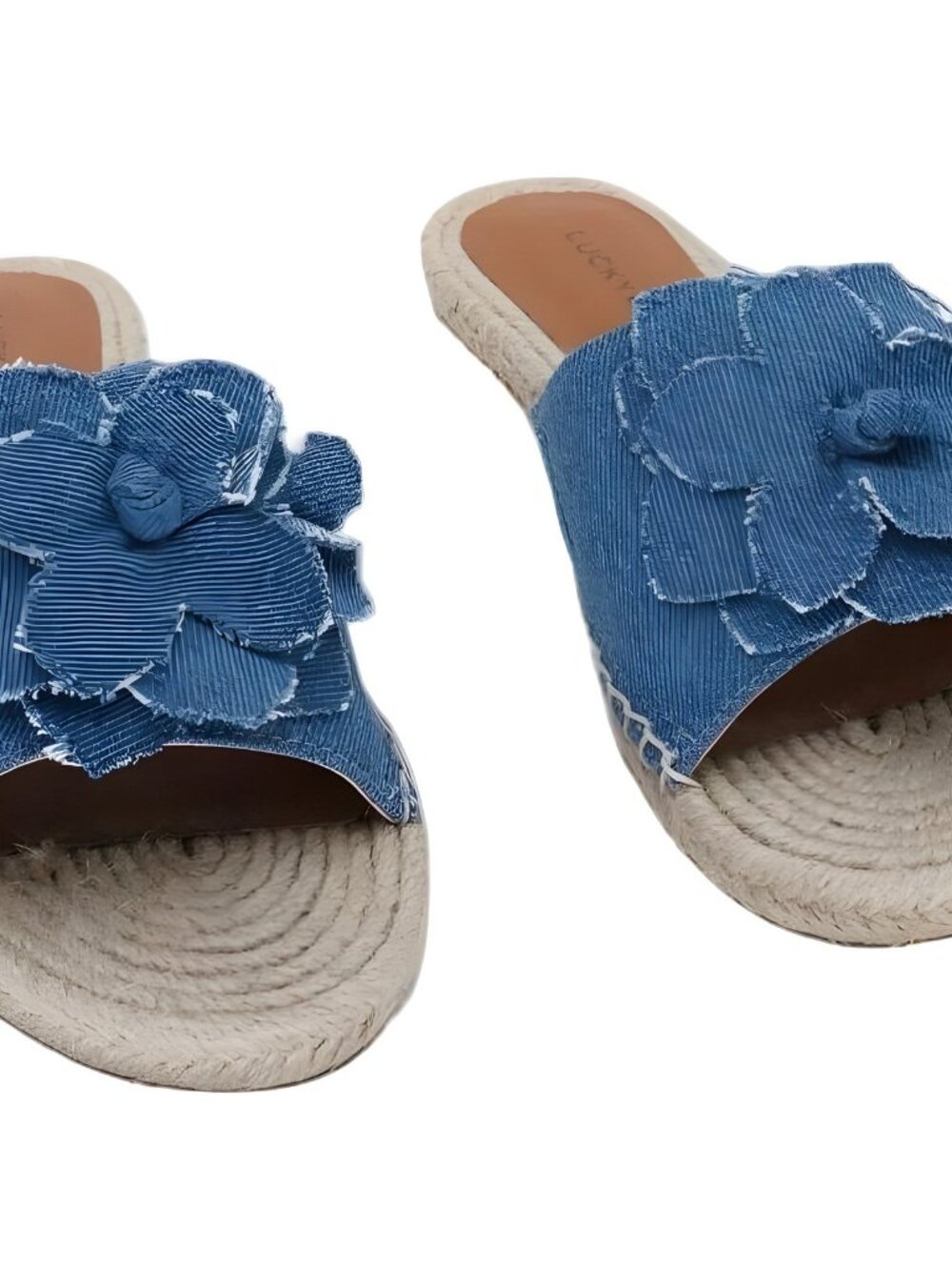 Lucky Brand Biricha Floral Denim Slide Sandals US 6M EU 37